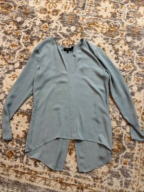 Theory Silk Slit Neck Long Sleeve Tunic